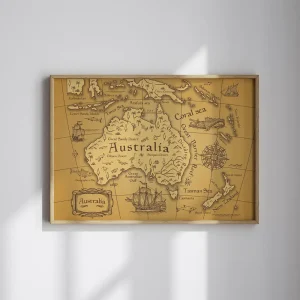 Vintage Map of Australia Landmark wall art prints