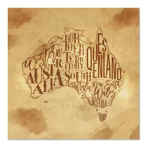 Sepia States of Australia Urban large wall art
