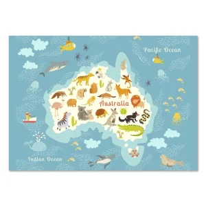 Aussie Creatures Map Kids large wall art