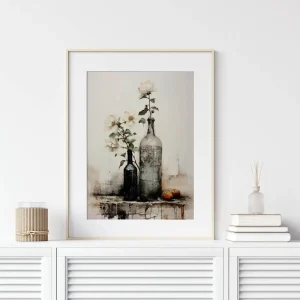 Quiet Bottles and Bloom Floral wall art prints