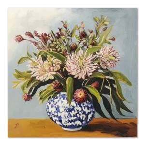 Blooms in a Blue Vase Floral large wall art