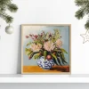 Blooms in a Blue Vase Floral wall art prints