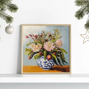 Blooms in a Blue Vase Floral wall art prints