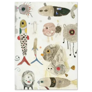 Curious Creatures of the Sea Cartoon large wall art
