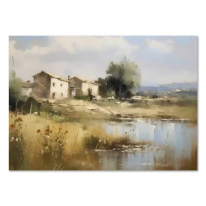 Peace by the Farm Lake Rural large wall art