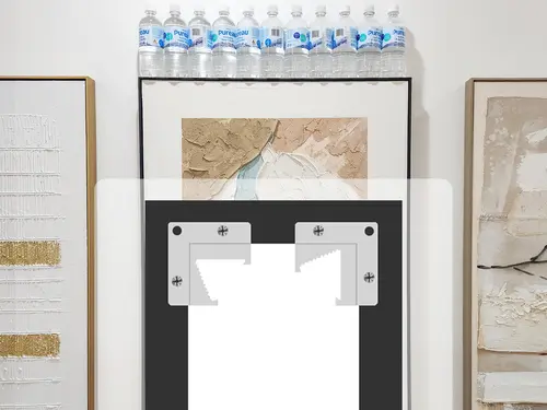 Easy hanging system for framed art prints with patented hooks for quick installation