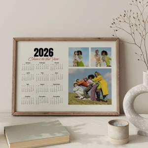 festive year calendar photo collage close up view