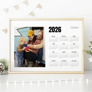 bright year calendar photo collage close up view