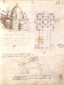 Leonardo da Vinci’s architectural sketches of a central-plan church