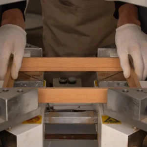 joining wooden picture frame corners using a professional framing machine
