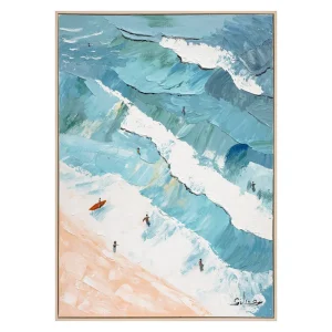 Surfers Dream modern coastal wall art showing breaking waves and surfboards
