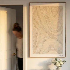 Desert Waves textured wall art australia in a sun-drenched hallway