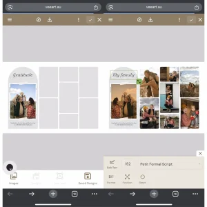 VeeArt smart online editor interface for designing custom photo collages on mobile.