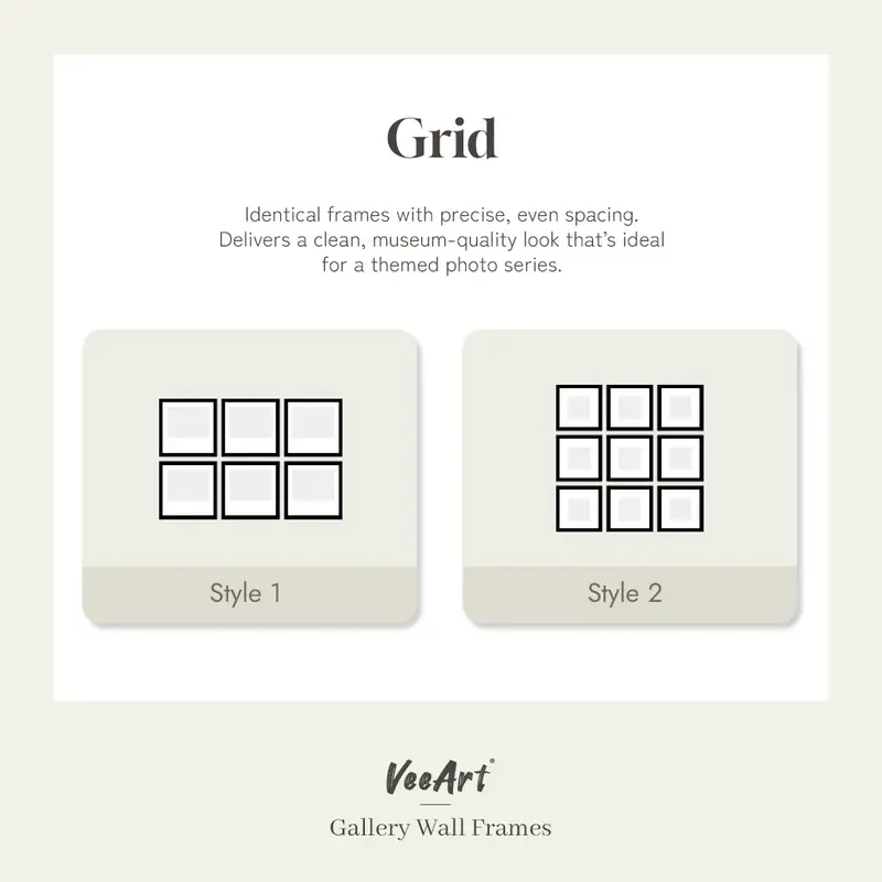 Gird gallery wall frame layout.