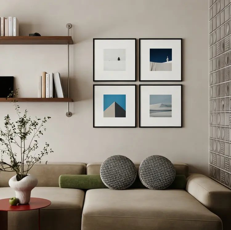 4-piece grid gallery wall frame layout.